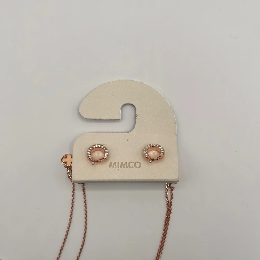 Mimco Rose Gold Necklace Earring Set NWT Layered
